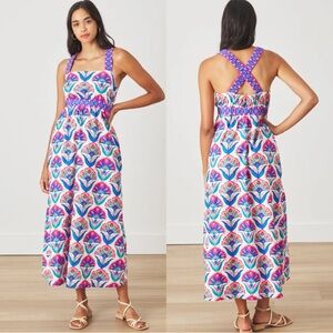 PrintFresh Geo Floral Coastal Dress in Glass/Fushia